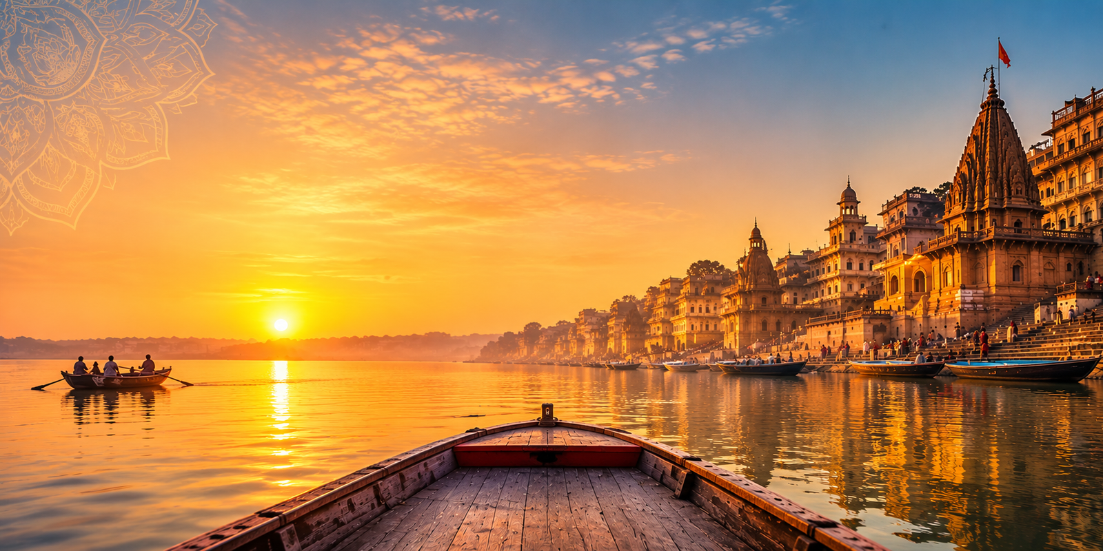 Ghats de Varanasi a orillas del río Ganges, India